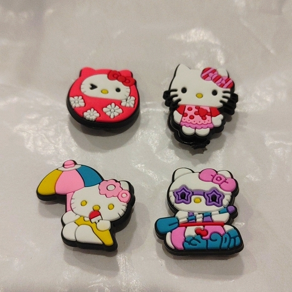 4 Hello Kitty shoes cartoon decoration for clogs NWOT - Picture 1 of 6